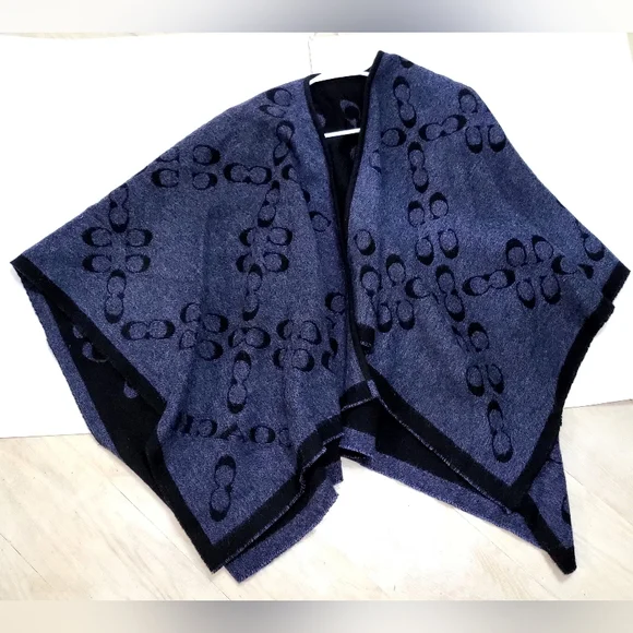 Coach Signature Poncho - Black/Midnight Navy - Picture 2 of 10
